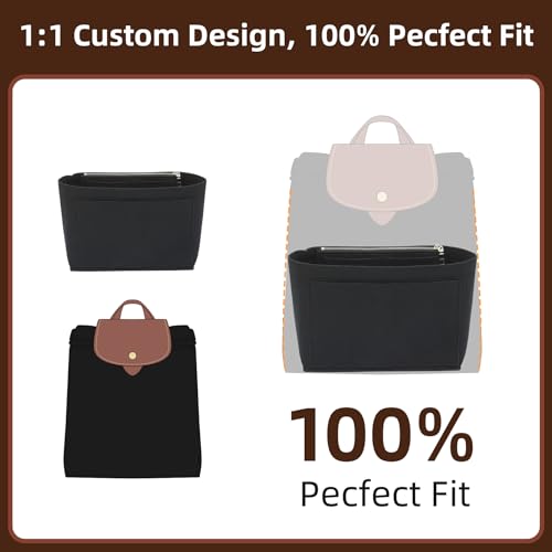 Doxo Backpack Organzier Insert Compatible with Longchamp Le Pliage Bag and More (9" L x 3.2" W x 6.7" H, Black) - Image 2
