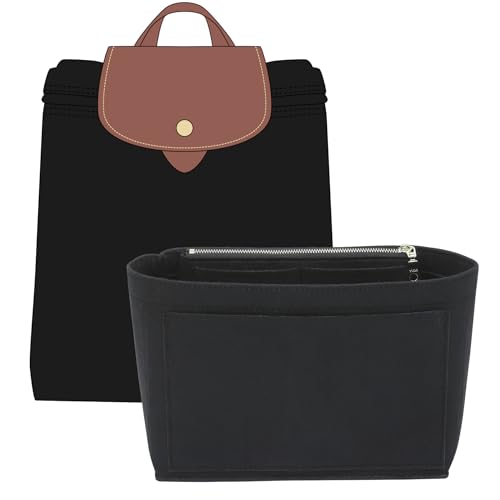 Doxo Backpack Organzier Insert Compatible with Longchamp Le Pliage Bag and More (9" L x 3.2" W x 6.7" H, Black) - Image 1