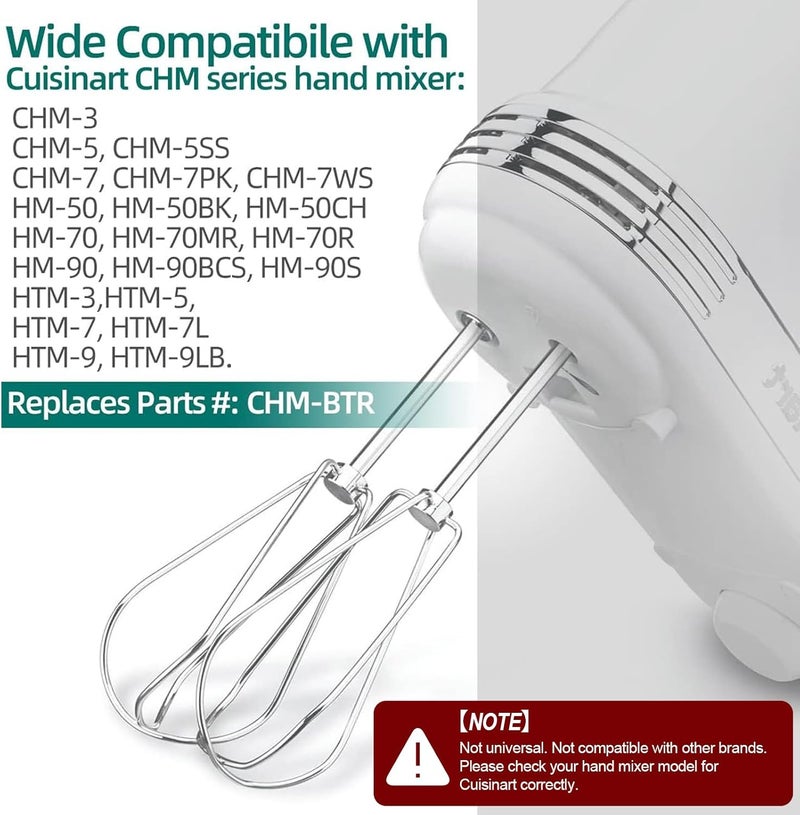 ALOCS بدائل خفاقة اليد لطراز كويزينارت - سلسلة CHM HM-50 HM-70 CHM-3 CHM-7PK، قطع خفاقة من الفولاذ المقاوم للصدأ # CHM-BTR ملحقات خفاقة - مجموعة من 2 - Image 2