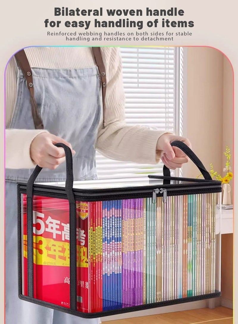 ٥ شنط تخزين شفافة للكتب، صناديق تخزين شفافة قابلة للطي، صناديق تخزين شفافة ضد الميه بسحاب ومقابض، صناديق تخزين ضد الغبار بسعة كبيرة للألعاب، السناكس، اللبس، والبطاطين - Image 3