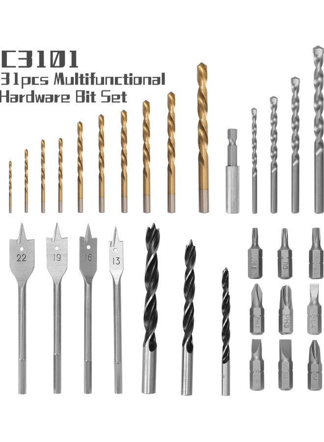 NIBEMINENT C3101 31 Pieces Multi-Functional Hardware Bit Set Silver 22x3.5x12cm  - Image 3