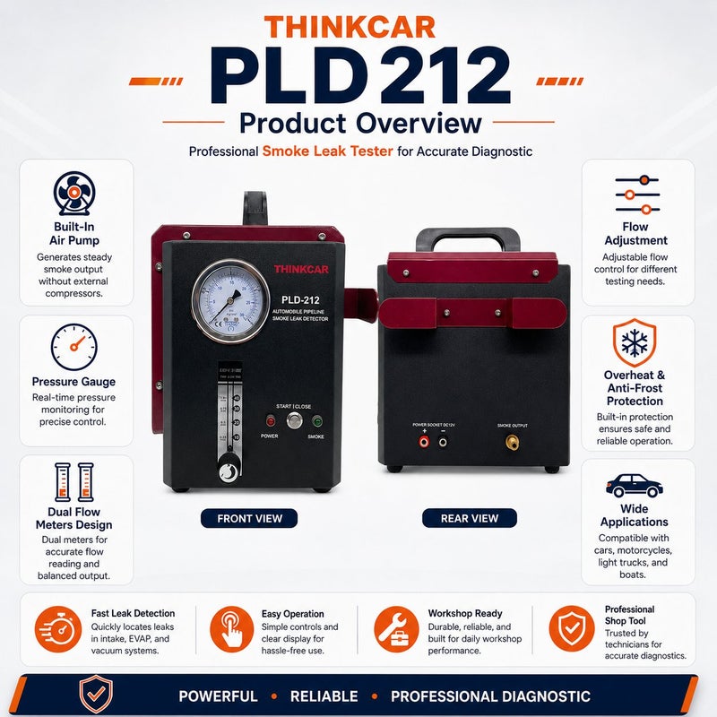 THINKCAR PLD212 Professional Smoke Leak Tester For EVAP, Intake, Vacuum, Pipeline And Vehicle Leak Detection - Image 2