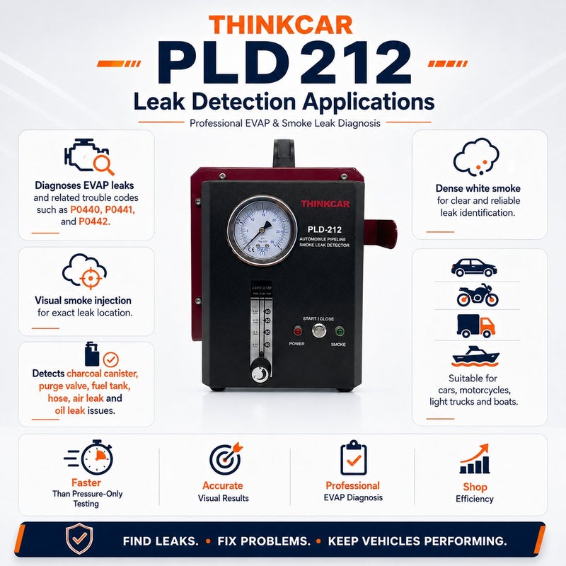 THINKCAR PLD212 Professional Smoke Leak Tester For EVAP, Intake, Vacuum, Pipeline And Vehicle Leak Detection - Image 4