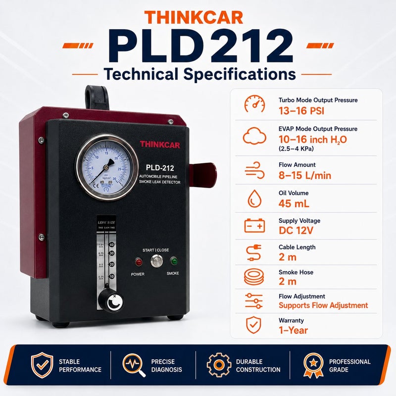 THINKCAR PLD212 Professional Smoke Leak Tester For EVAP, Intake, Vacuum, Pipeline And Vehicle Leak Detection - Image 3