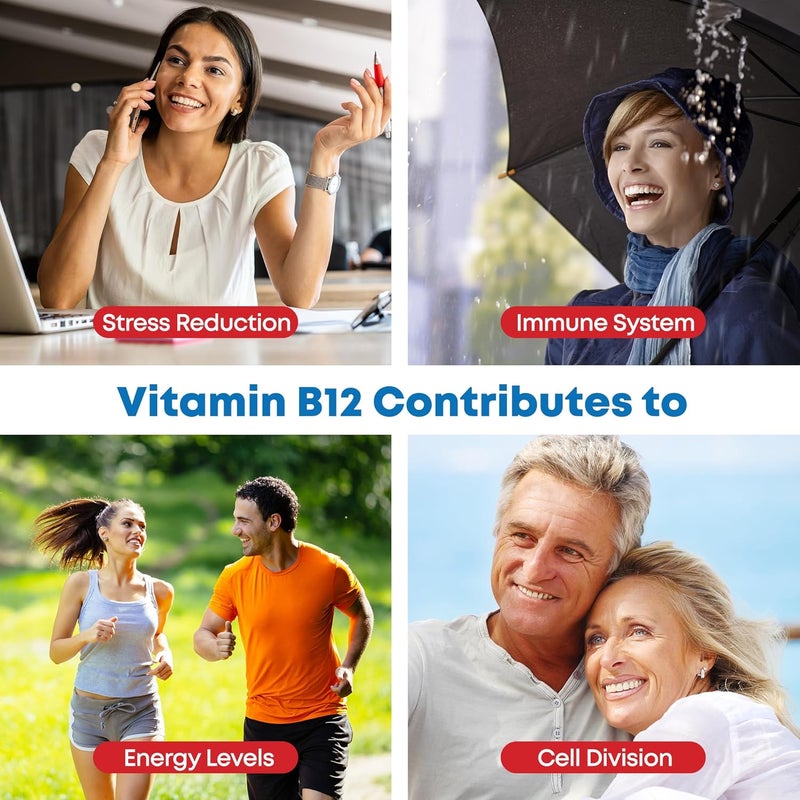 Health4All Vitamin B12 Cyanocobalamin 1000mcg 180 Tablets 6 Months Supply High Strength Vitamin B12 Supplement Contributes to The Reduction of Tiredness and Fatigue Vegan GlutenFree Made in UK - Image 3