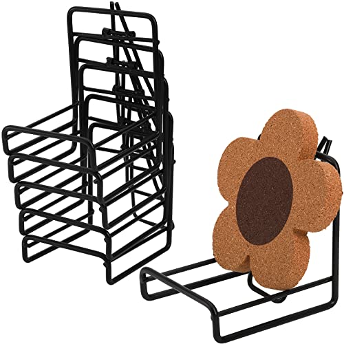 SOUJOY 6 Pack Metal Coaster Holders Coaster Stands for Both Round and Square Coasters Minimalist Holder Caddy Easy Storage and Removal Hold Up to 6 Coasters