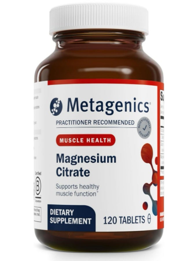 ميتاجينكس ميتاجينيكس سيترات المغنيسيوم - 300 مجم مغنيسيوم و60 ملغ كالسيوم (مثل السيترات) - دعم صحة العضلات والعظام* - خالي من الغلوتين ونباتي - 120 قطعة