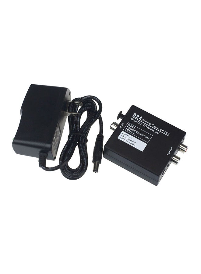 Digital Optical Coaxial Toslink Signal To Analog Audio Converter Black