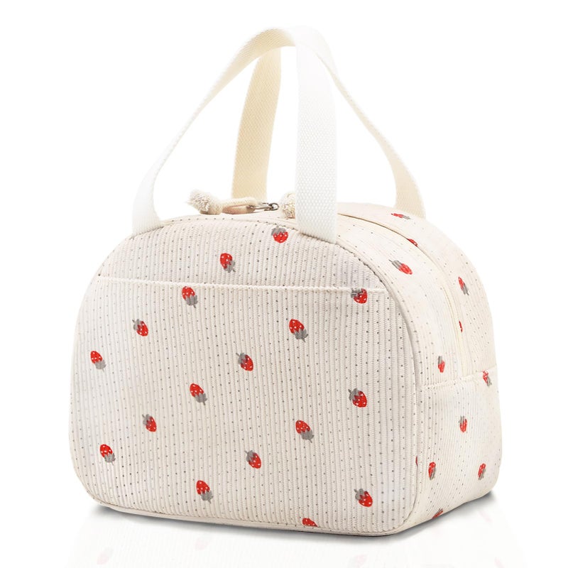 Baglemon Lunch Bag for Women Men Cute Corduroy Lunch Tote Bags Reusable Insulated Lunch Box Large Capacity Reusable Insulated Cooler for WorkPicnicTravel