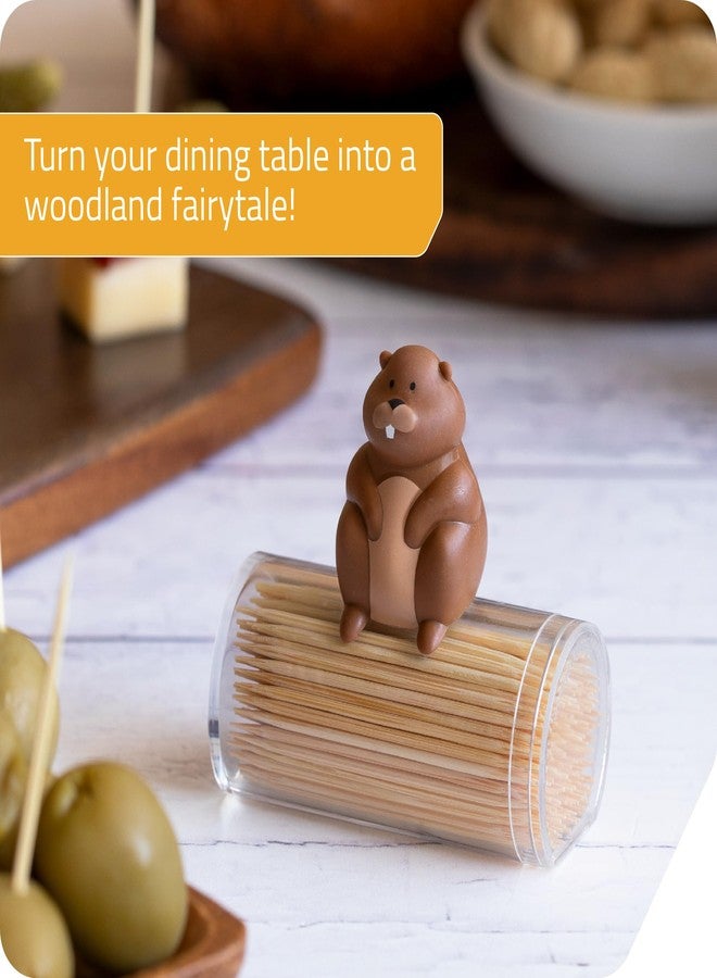 PELEG DESIGN Woody Toothpick Dispenser - Cute Beaver-Shaped Wood Toothpicks Holder, Durable Plastic, Fun Kitchen Gadget - Unique Funny Gifts - Image 2