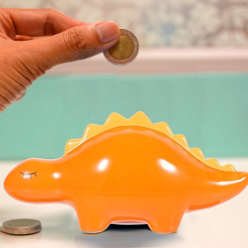 Milisten Ceramic Dinosaur Piggy Bank Coin Holder Cute Dinosaur Shaped Money Saving Pot Birthday Gift For Boys 23.5x8.5x10.5cm - Image 5