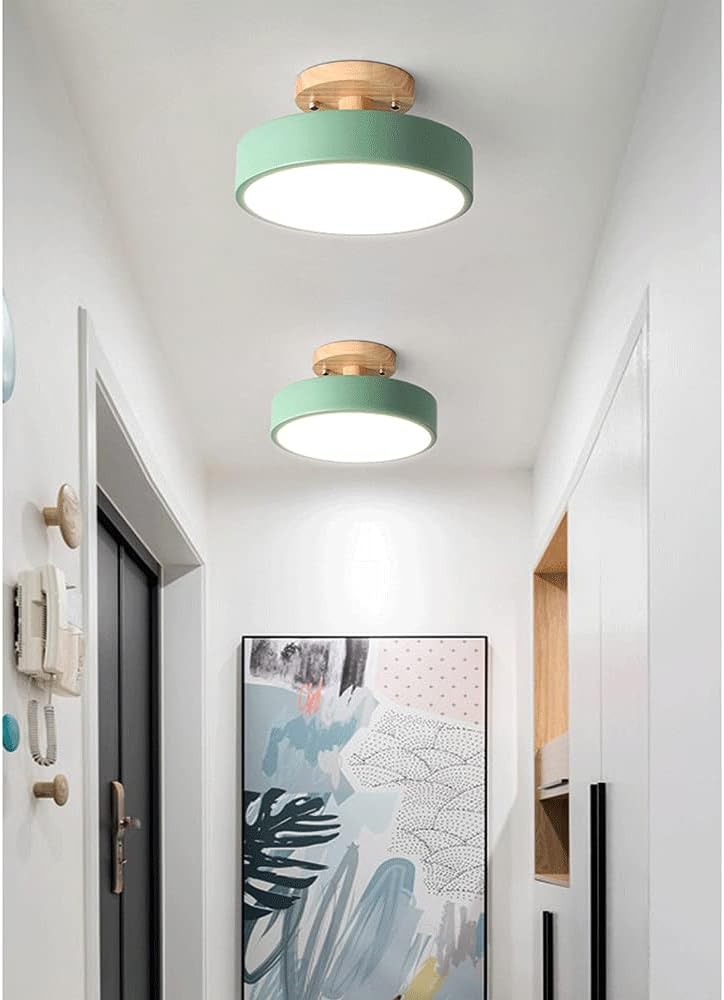 Semi Flush Mount Light Green - Modern Ceiling Fixture LED Ceiling Light for Kitchen Island Bedroom Kids Room - Image 2