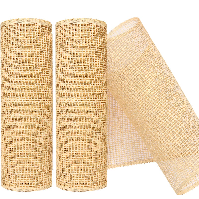 MIKIMIQI 2 Pack Deco Mesh 10 Inch x 30 Feet Decor Mesh Ribbon Imitation Natural Burlap Deco Mesh Wreath Supplies Mesh Ribbon Roll for Spring Wreaths Craft Party Decoration Natural