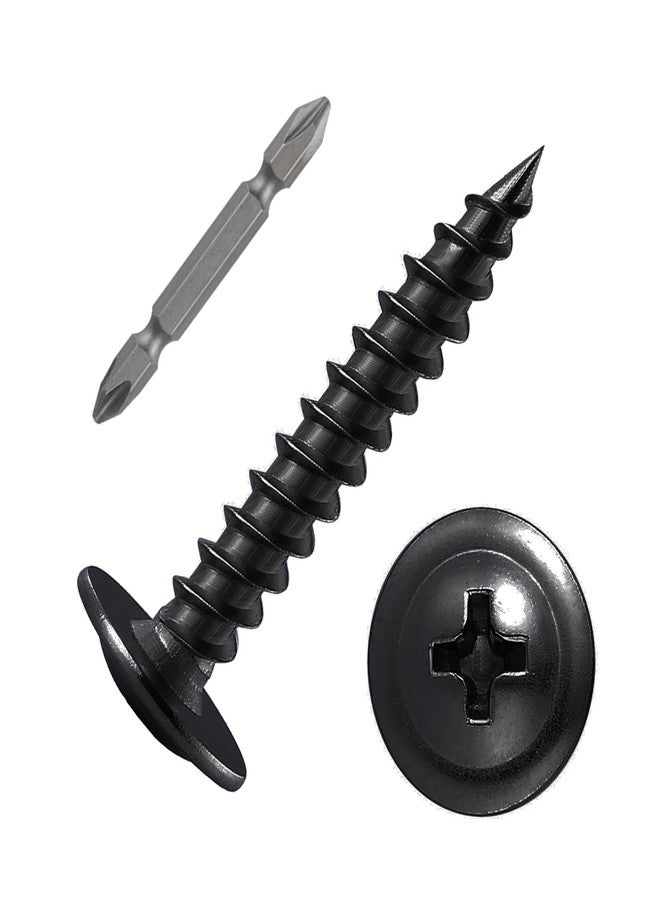 Wensilon (150 pcs)#8×1-1/2" Black Truss Head Wood Screws Quick Metal Self Tapping Zinc Oxide - Image 1