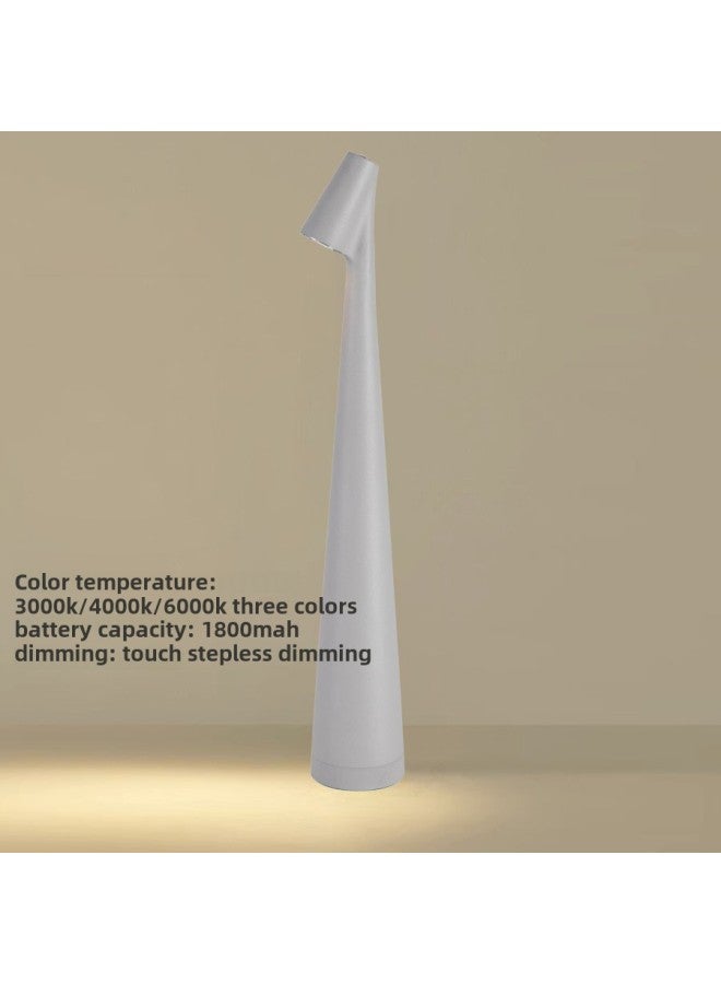 Led Rechargeable Table Lamp Touch Gao Fushuai Table Lamp Restaurant Creative Personality Desktop Decoration Atmosphere Lamp-Light Source Power:35cm Aluminum Model (warm Light + Three Levels Of Dimming)-Light Color:Gray  - Image 1