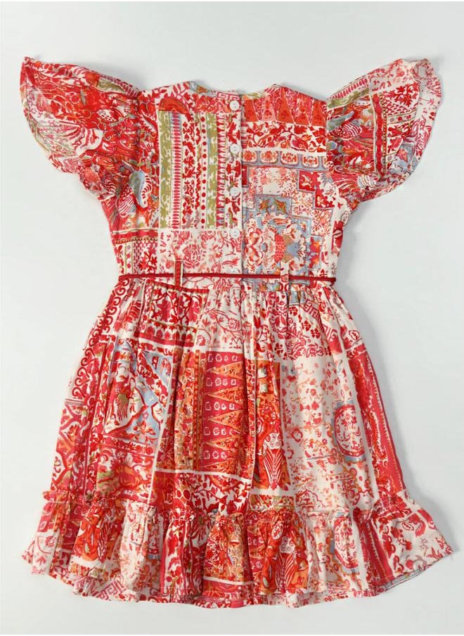 BELLA MODA - All-Over Print Lace Detail Dress by Styli - Image 1