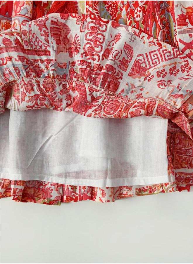 BELLA MODA - All-Over Print Lace Detail Dress by Styli - Image 1