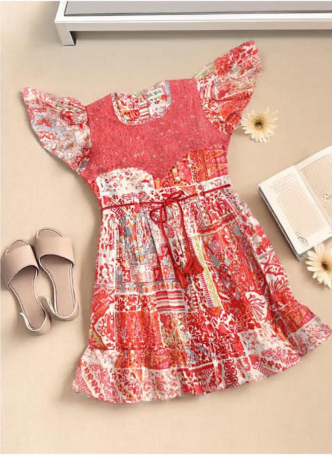 BELLA MODA - All-Over Print Lace Detail Dress by Styli - Image 1