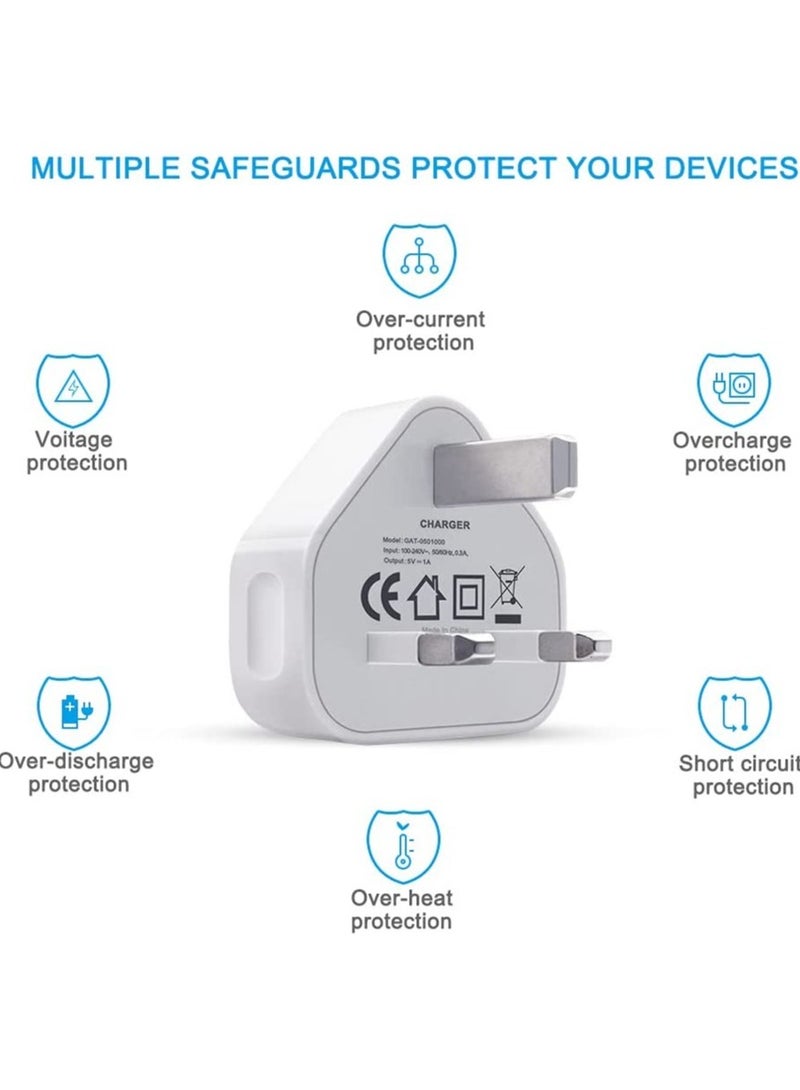 تايجر 5V 1A Power Adapter Supply, USB Charger Cable and Plug Compatible for i Phone 5S, 6, 6S, 6 Plus, 6S Plus, 7, 7 Plus, 8, 8 Plus, XS, X, XS Max, 11, XR, i Pod Touch 5G Power Cord  - Image 3