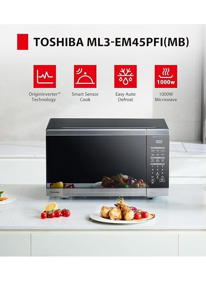 توشيبا فرن ميكروويف توشيبا 45 لتر 1200 واط بتقنية العاكس، فضي - ML3-EM45PFI(MB) - Image 5