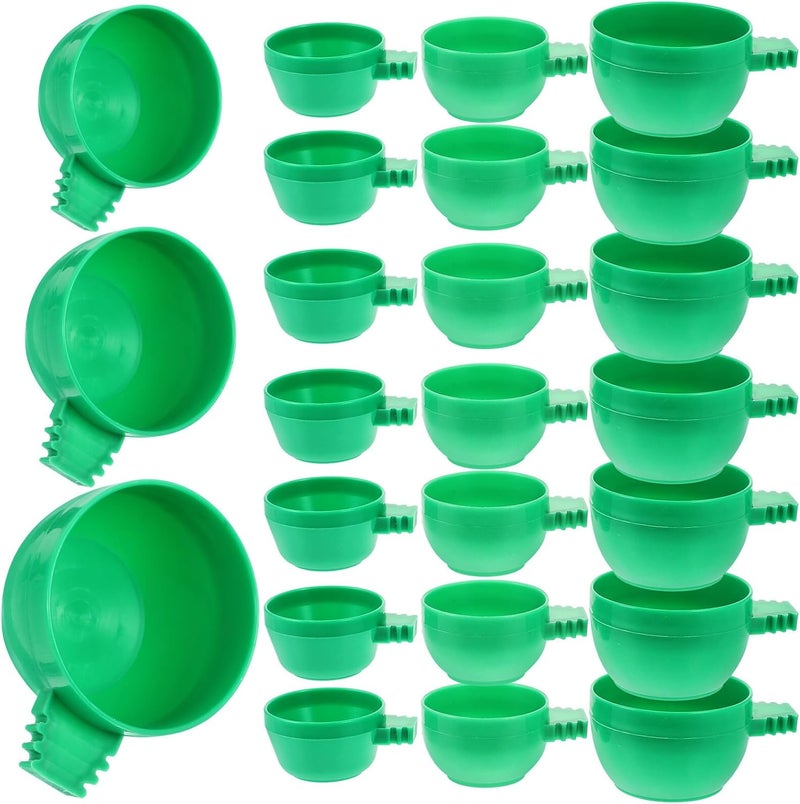 Lurrose 36pcs Bird Water Feeder and Food Dispenser Set, Round Cage Feeding Cups Wire Hooks, Small Medium Large Sizes for Indoor Parrots, Cockatiels, and Birds - Image 1