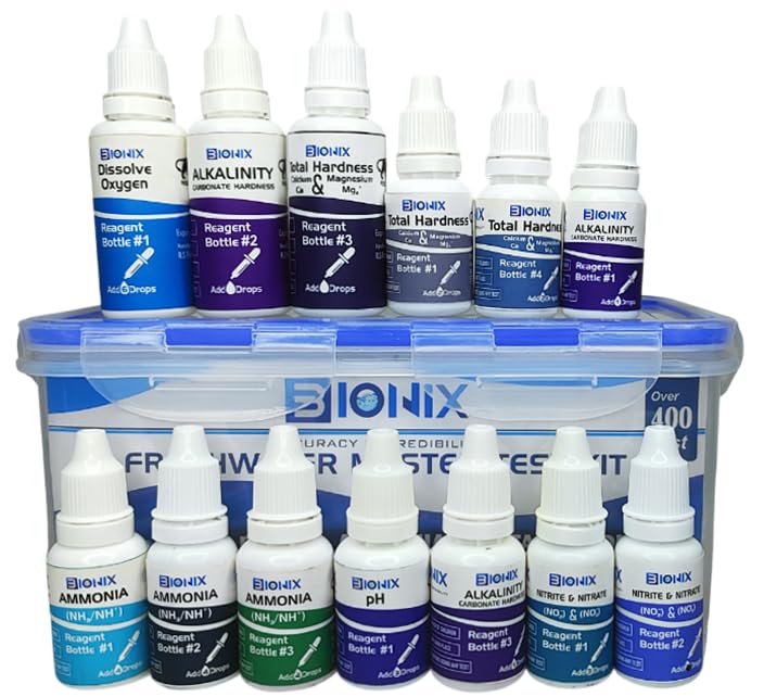 Bionix Fresh Water Testing kit for pH,Total Hardness,Ammonia,Alkalinity,Dissolve Oxygen,Calcium,Magnesium,Nitrite & Nitrate (400 Test) | Master Test Kit for Aquarium and Fish Farming. - Image 2