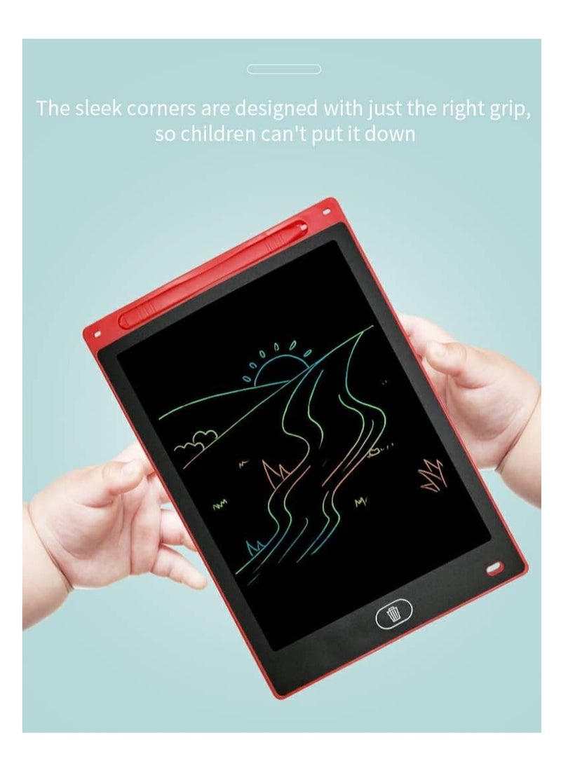 تابلت كتابة LCD مقاس 12 بوصة للأطفال والكبار، تابلت رسم رقمي ولوحة رسومات الشعار المبتكرة مع قفل حذف (أبيض متعدد الألوان)  - Image 5