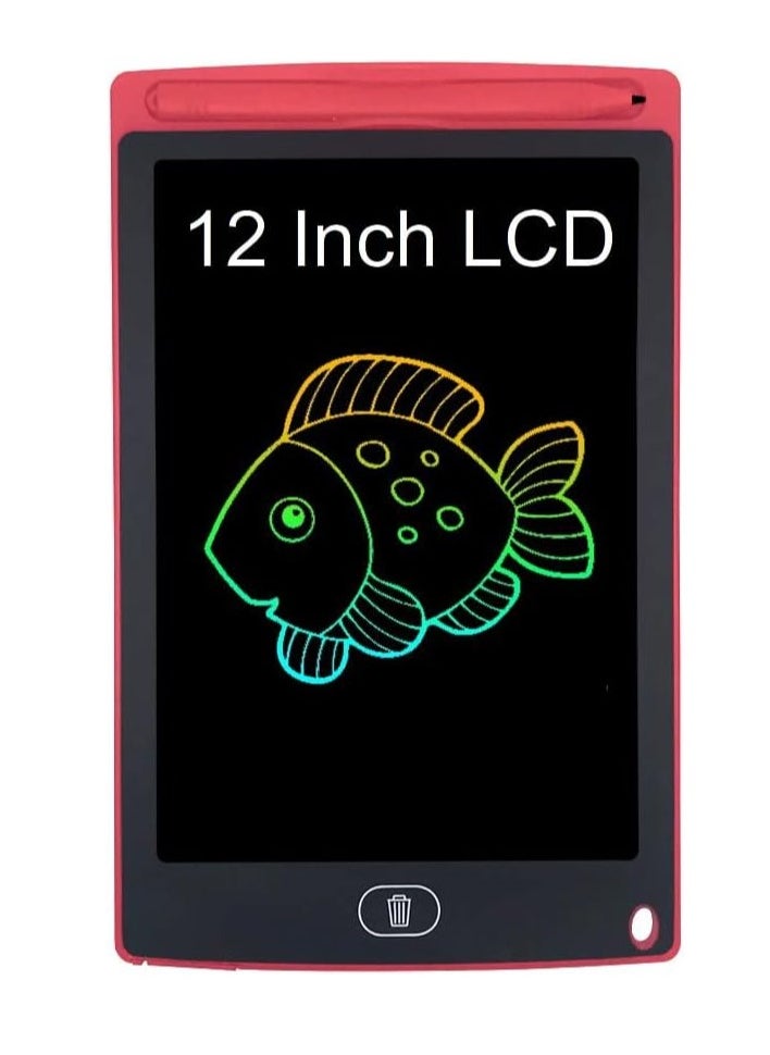 تابلت كتابة LCD مقاس 12 بوصة للأطفال والكبار، تابلت رسم رقمي ولوحة رسومات الشعار المبتكرة مع قفل حذف (أبيض متعدد الألوان)  - Image 2