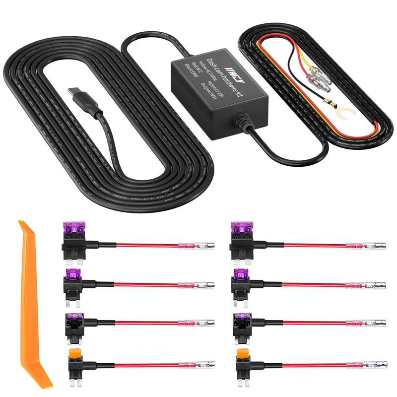 iiwey Dash Cam Hard Wire Kit for IIWEY N5/N5 PRO/N7/C3 PRO/C4 PRO/Q7 Model, 4 Meter Dashboard Camera Car Charger Cable Kit, 12V- 24V to 5V,3A Power Adapter with LP/Mini/ATO/Micro2 Fuse for Dash Cam - Image 1