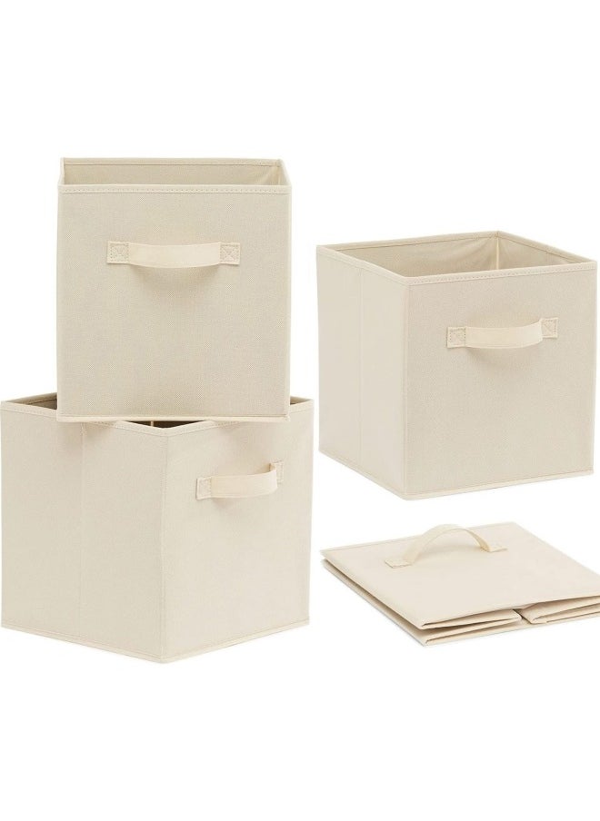 GGEROU Storage Bins, Foldable Fabric Storage Cubes And Cloth Storage Organizer Drawer For Closet And Toys Storage,4 Pack Beige  - Image 1