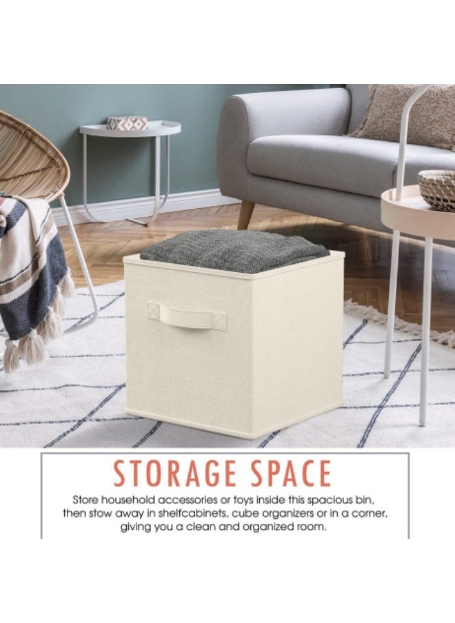 GGEROU Storage Bins, Foldable Fabric Storage Cubes And Cloth Storage Organizer Drawer For Closet And Toys Storage,4 Pack Beige  - Image 5