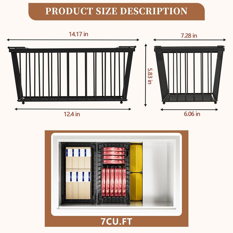 ANJUBAN Enhanced Leak-Proof Bottom - Freezer Organizer Bins ï¼Œ4 Pack Stackable Deep Freezer Organizer Bins for 7 Cu.FT Small Chest Freezerï¼Œorganization and storageï¼Œpantry organizers(4 Pack-black) - Image 5