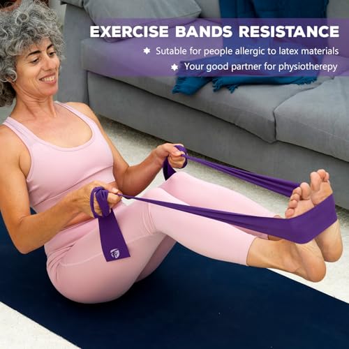 FirstFit Resistance Bands Exercise Elastic Bands Latex Bands for Pilates Yoga Phycial Therapy Rehab Home Gym Workout Fitness (1.5 Meter Purple) - (20-30 lbs) - Image 4
