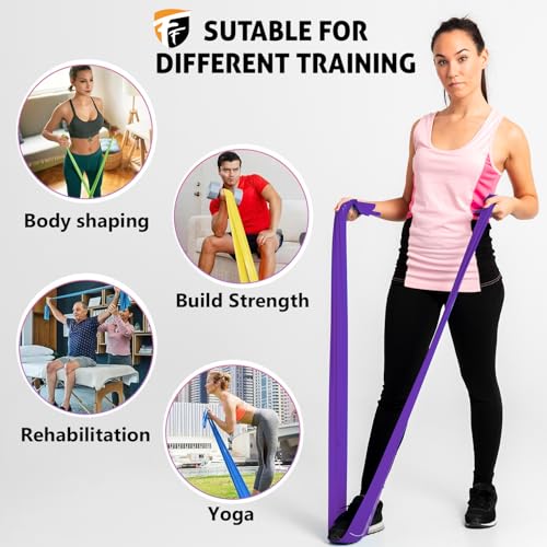 FirstFit Resistance Bands Exercise Elastic Bands Latex Bands for Pilates Yoga Phycial Therapy Rehab Home Gym Workout Fitness (1.5 Meter Purple) - (20-30 lbs) - Image 5