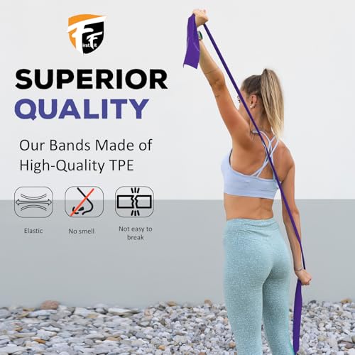 FirstFit Resistance Bands Exercise Elastic Bands Latex Bands for Pilates Yoga Phycial Therapy Rehab Home Gym Workout Fitness (1.5 Meter Purple) - (20-30 lbs) - Image 2