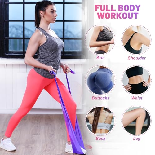FirstFit Resistance Bands Exercise Elastic Bands Latex Bands for Pilates Yoga Phycial Therapy Rehab Home Gym Workout Fitness (1.5 Meter Purple) - (20-30 lbs) - Image 3