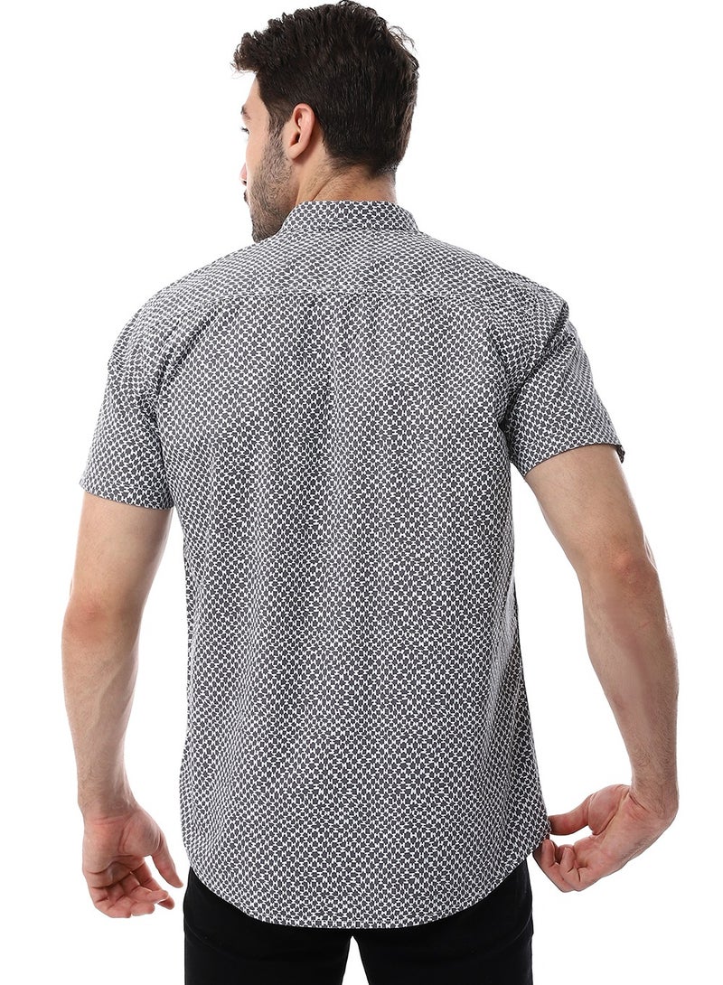 WHITE RABBIT Grey & White Self Pattern Short Sleeves Shirt  - Image 3