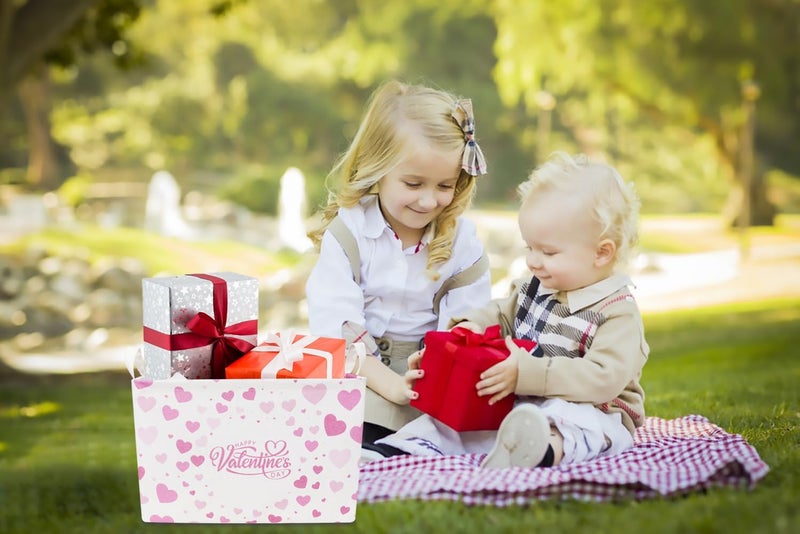 CLOCOR Rectangular Valentines Basket Empty,Toys Storage Basket,Waterproof Gift Basket,Room Decor(Valentine Basket) - Image 2