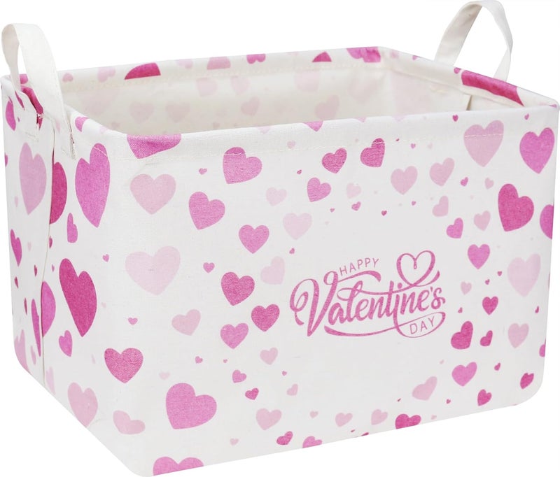 CLOCOR Rectangular Valentines Basket Empty,Toys Storage Basket,Waterproof Gift Basket,Room Decor(Valentine Basket) - Image 1