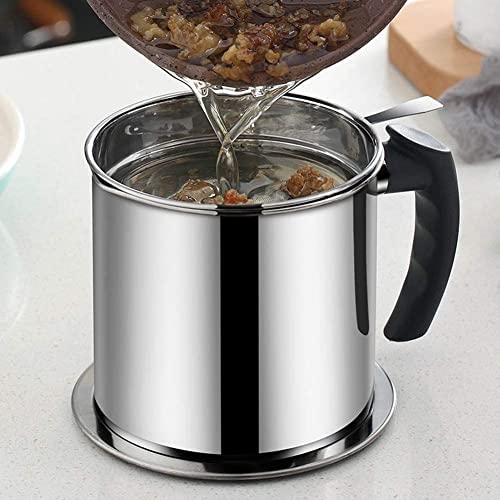 Mishrit Stainless Steel Oil Strainer Pot||Oil Container with Removable Filter Bacon Grease Storage Can Vinegar Dispenser Tea Pot Kettle for Home Kitchen Cooking(Pack of 1 pcs). - Image 4