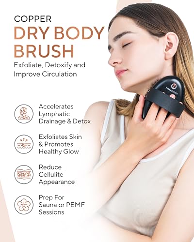 TheraCopper Copper Body Brush - Premium Ionic Copper Dry Brushing Body Brush for Lymphatic Drainage - Natural Copper-Bristles for Exfoliation, Cellulite Reduction, Improve Circulation & Radiant Skin - Image 2