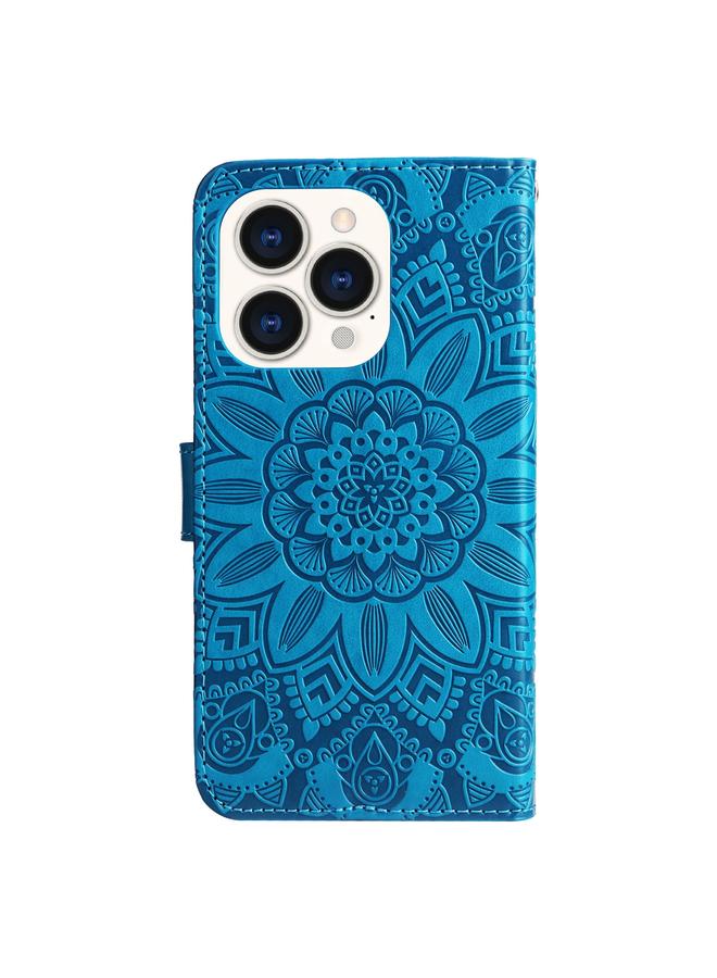 S-TOP Case For iPhone 14 Pro Embossed Sunflower Leather Phone Case - Image 3
