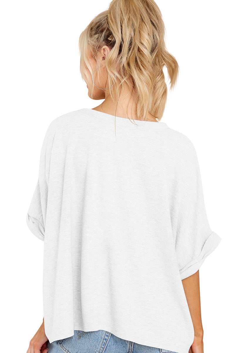 Langwyqu Womens Tops Oversized Tshirts Summer Short Sleeve T Shirts Business Casual Loose Fit Basic Tees Spring Fall Fashion Trendy Clothes 2025 White - Image 5
