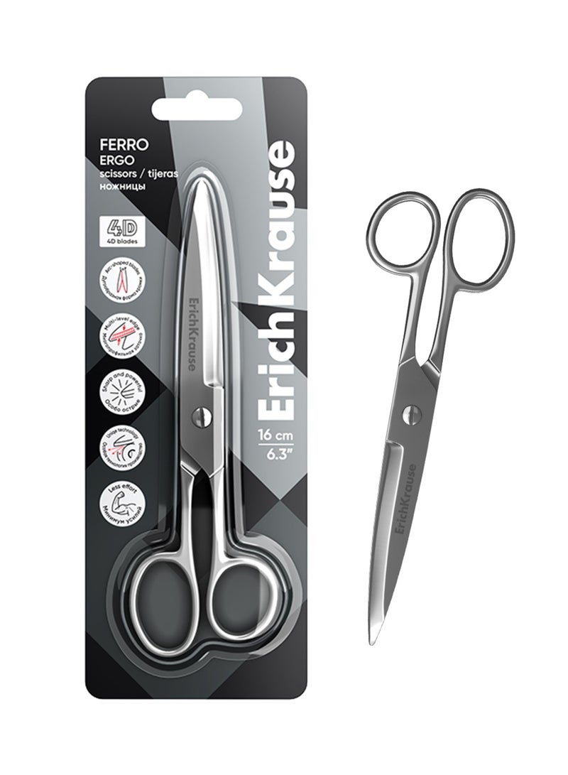 ErichKrause مقص حديدي معدني بالكامل من الفولاذ المقاوم للصدأ بحجم 16 سم - Image 1