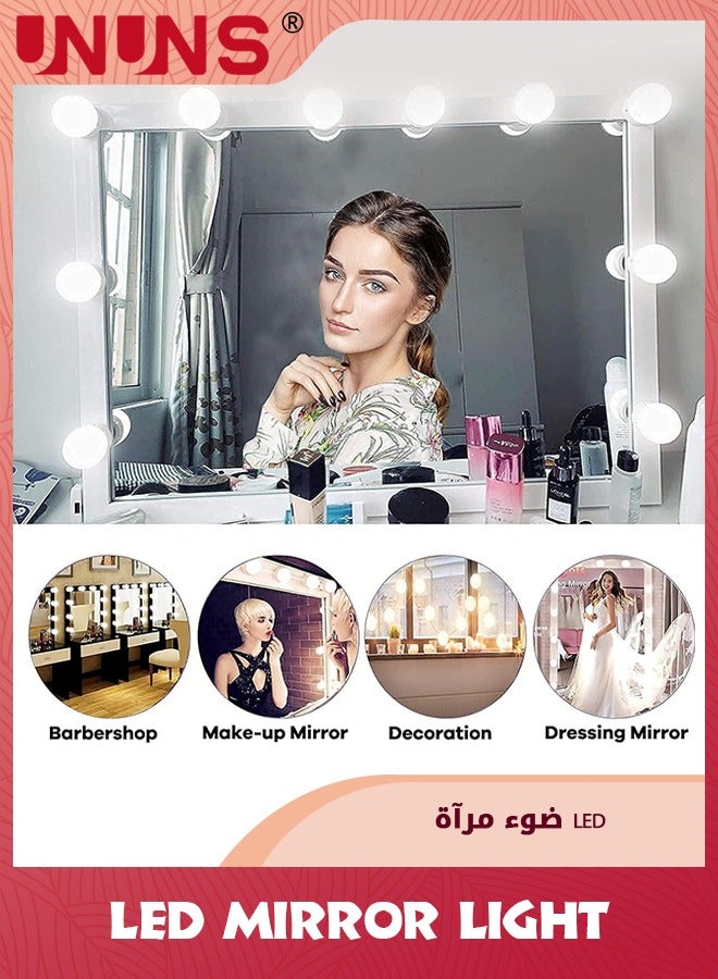 UNUNS Vanity Lights For Mirror,Hollywood Style Makeup Lights With 10 Dimmable Bulbs,LED Vanity Mirror Lights Kit, 3 Color Lighting Modes,For Home/Bedroom/Bathroom/Dressing Room,USB Port  - Image 3