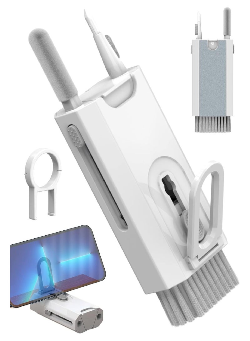 Laptop Phone Screen Keyboard Airpod Cleaner Kit for iPod iPad MacBook Tablet Computer Airpods Pro Earbuds Cleaning Tool Cell Phone Stand for Office Desk（8-in-1 ）White  - Image 1