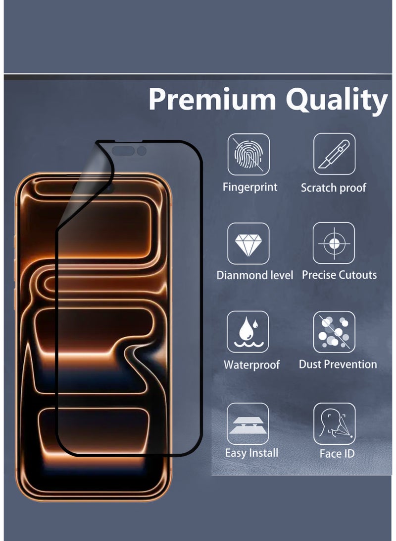 2 Pack Apple iPhone 17 Pro  Premium Nano Ceramic  Full Glue Full Cover Clear Flexible Screen Protector For Apple iPhone 17 Pro | Anti-Peeping, Edge-to-Edge Coverage, High Transparency, Delicate Touch, Easy Installation - Image 2