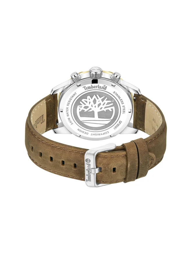 Timberland Men's Hampton Harbour 46 mm Men's Multifunction Watch Green Dial  & Brown Leather Strap