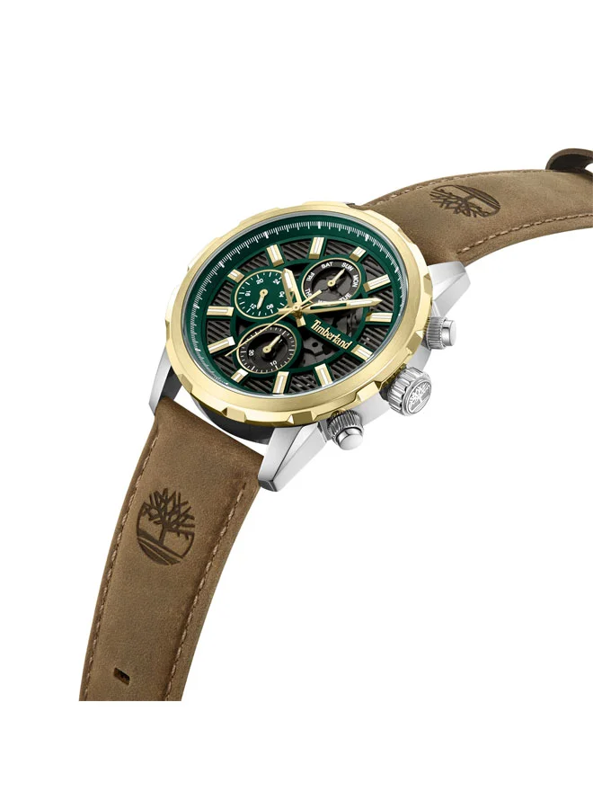 تمبرلاند Hampton Harbour 46 mm Men's Multifunction Watch Green Dial  & Brown Leather Strap
