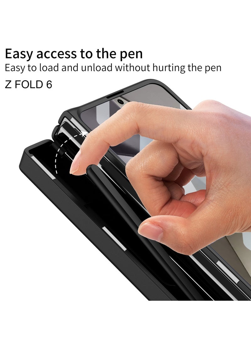 عام حافظة Samsung Galaxy Z Fold 6 مع حماية مدمجة للمفصل 【واقي شاشة】 【حامل حلقة】 【غطاء منزلق للكاميرا】 【حبل حمل】 【بدون قلم】 - Image 2